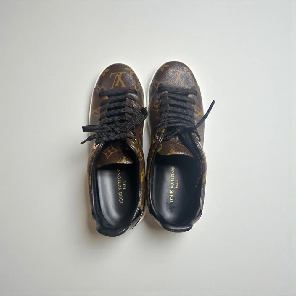Louis Vuitton Brown and Gold Monogram Sneakers - Picture 8 of 10